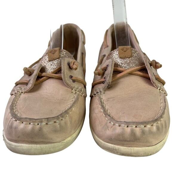 Sperry Top Sider Womens Leather Glitter Rose Gold Boat Shoes Flats Slip On sz 7 - Picture 7 of 16